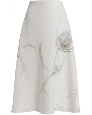 Alberta Ferretti Linen Skirt - White