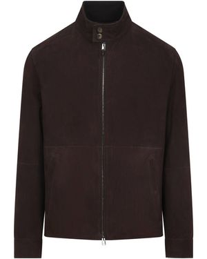 Canali Lamb Leather Outerwear Jacket - Black