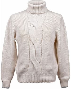 Brunello Cucinelli Cream Cashmere Cable Sweater - Gray