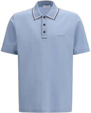 Ferragamo Polo Shirt Washed Denim - Blue