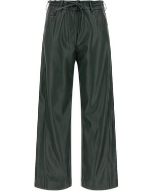 Nude Faux Leather Pants - Green