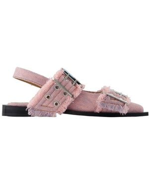 Ganni Ballerinas Feminine Buckle Fringed - Pink