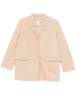 Manzoni 24 Suede Jacket With Stitching - Natural