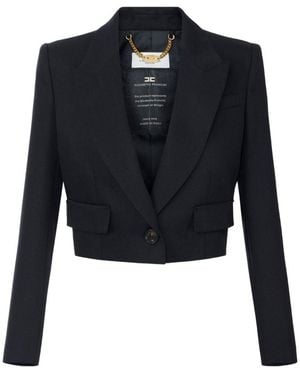 Elisabetta Franchi Wool Single-Breasted Jacket - Blue