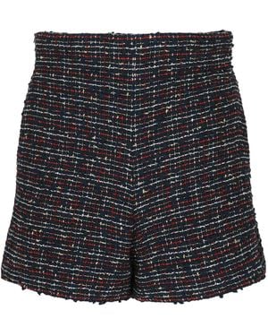 Valentino High-Rise Tweed Shorts - Blue