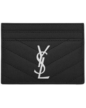 Saint Laurent Cassandre Matelassé Card Holder - White