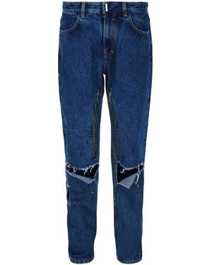 Givenchy Distressed Straight Fit Jeans - Blue