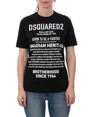 DSquared² Canadian Heritage Print Cotton T-Shirt - Black