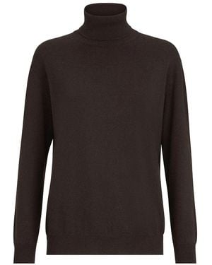 Brunello Cucinelli Cashmere High-Neck Sweater With Embellishment - Black
