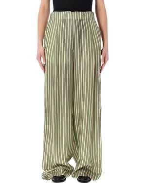 Dries Van Noten Striped Wide Leg Cupro Pants - Green