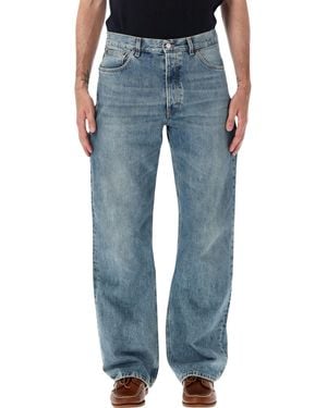 Jeanerica Vega Organic Cotton Button-Fly Loose Straight-Leg Jeans - Blue