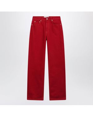 Ami Paris Large-Fit Cotton Jeans - Red