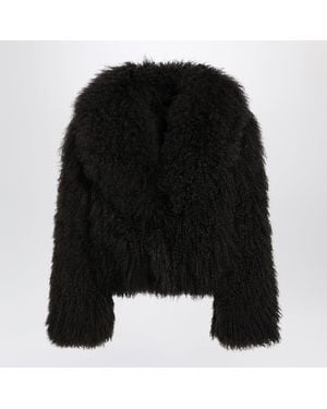 Blancha Short Chocolate Fur Jacket - Black