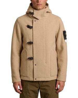 Stone Island Short Heavy Melton Coat - Natural