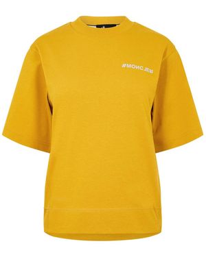 Moncler Grenoble Logo Embroidered T-Shirt - Yellow