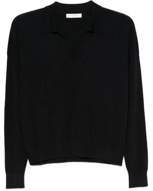Zanone Wide Fit V Neck Polo Shirt - Black