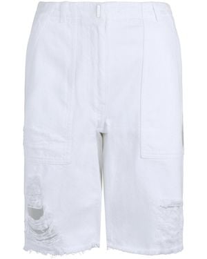 Givenchy Destroyed Denim Bermuda Shorts - White