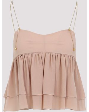 Chloé Embellished Organic Silk-Mousseline Camisole - Pink