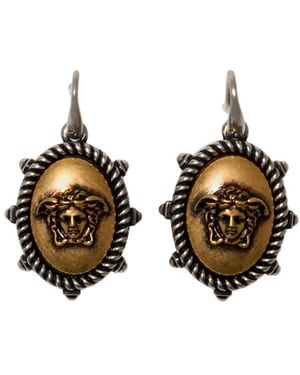 Versace Palladium Brass Earrings - Brown