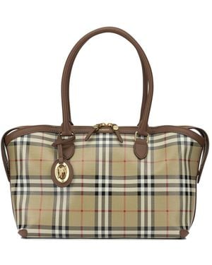 Burberry "Tote Check" Medium Shoulder Bag - White