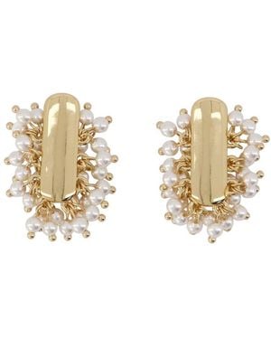 Self-Portrait Pearl Cluster Earrings - Metallic