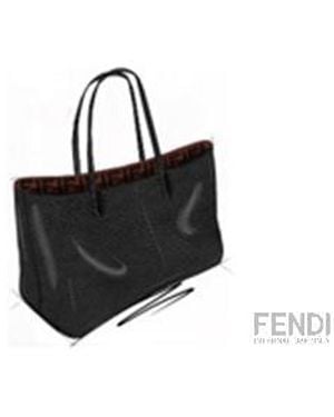 Fendi "Roll" Medium Shopper Bag - Black