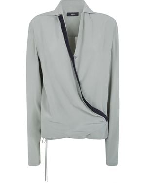 Ibrigu Asymmetrical Silk Shirt With Contrasting Bias - Gray