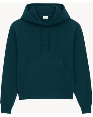 Saint Laurent Hoodie Sweatshirt With Logo - Green