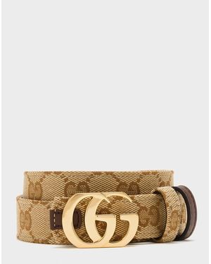 Gucci Reversible Cut Gg Marmont Belt - Natural
