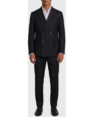 Tagliatore New York Double-Breasted Virgin Wool Suit - Black