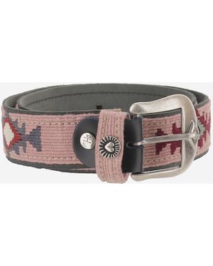 Waitz Design Belt Leather And Fabric - Pink