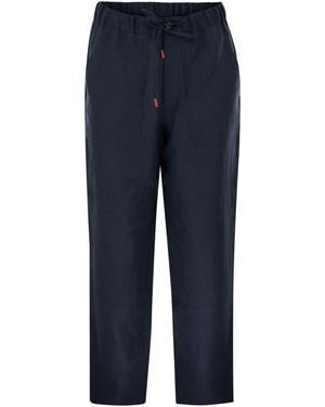 Kiton Tailored Linen Drawstring Pants - Blue