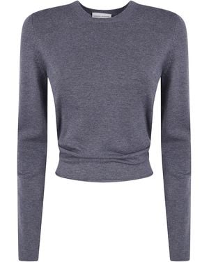 Semicouture "Kristy" Naked Back Round Neck Sweater - Blue