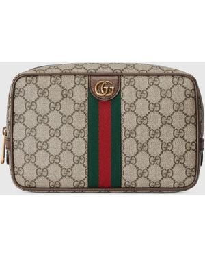 Gucci Savoy Nude Canvas Leather Toiletry Case - Metallic
