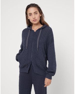 Brunello Cucinelli Dark Cable Knit Sweater - Blue