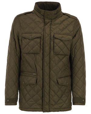 Herno Field Jacket With Diamond Quilting - Green