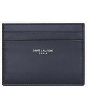 Saint Laurent Leather Card Holder - Blue