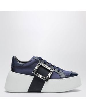 Roger Vivier Viv' Skate Crystal-Buckle Platform Sneakers - Blue
