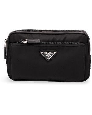 Prada Re-Nylon And Saffiano Leather Belt Bag - Black