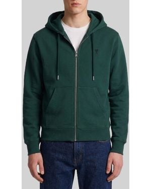 Ami Paris Ami De Coeur Zip-Up Hoodie - Green