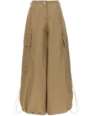 Palm Angels Lightweight Nylon Parachute Pants With Adjustable Cuffs - Natural