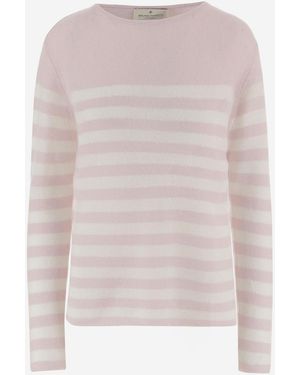 Bruno Manetti Cashmere Sweater With Striped Pattern - Natural