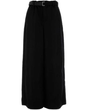 Sacai Wool Wide-Leg Pant - Black