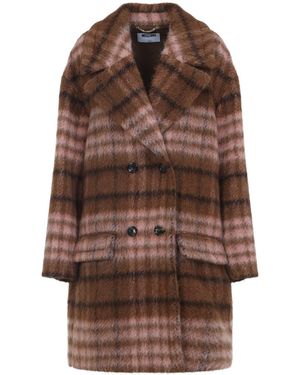Moschino Check Coat - Brown