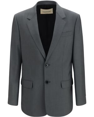 Valentino Jacket Single-Breasted Wool-Mohair - Black