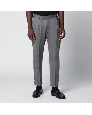 PT01 Tailored Slimfit Pants With Micro Herringbone Pattern - Gray