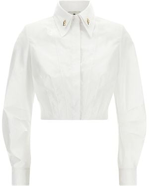 Elisabetta Franchi Double-Layer Collar Shirt - White