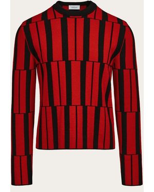 Ferragamo Jacquard Piano Print Sweater — Jacquard - Red
