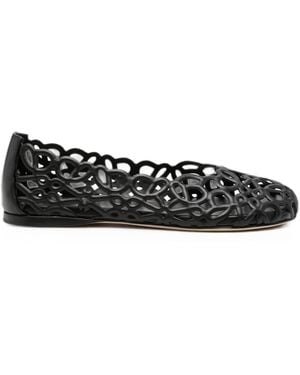 Loewe Anagram Cut-Out Ballet Flats - Black