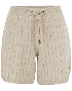 Brunello Cucinelli Cable Knit Pants - Natural